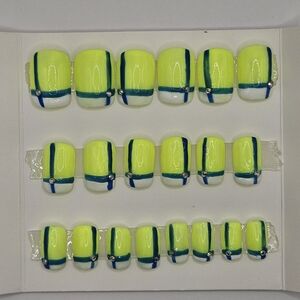 Vibrant Yellow and Blue Press-On Nails